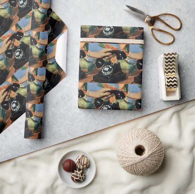 Papel De Presente Telefone Retrô com Discagem Rotativa, Negócios Vin (Artesanato)