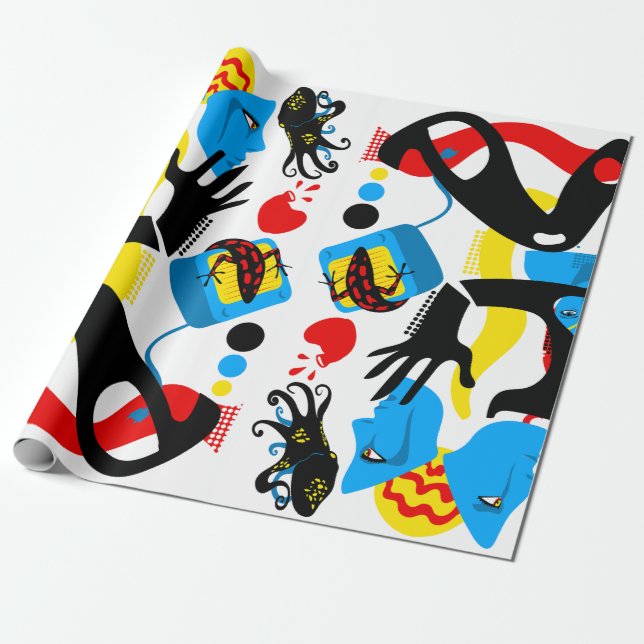 Papel De Presente Televisão azul (Desenrolado)