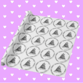 Papel De Presente Tema da Árvore de Natal da Família