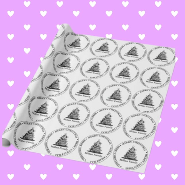 Papel De Presente Tema da Árvore de Natal da Família (Wrap your gifts with love using our Family Christmas Tree theme wrapping paper.)