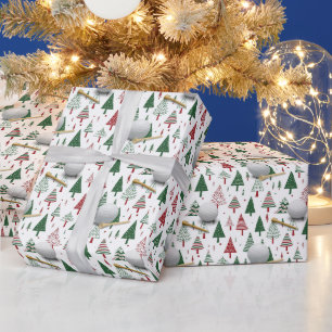 Papel De Presente Tema da Bola de Golfe e Feriado de Natal
