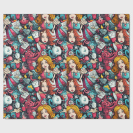 Papel De Presente Tema da festa do chá Alice Rosa