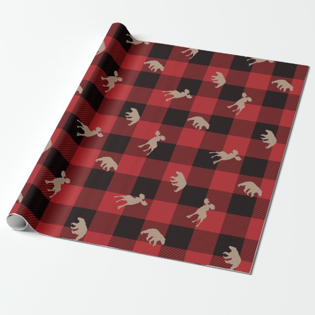 Papel De Presente Tema de Aniversário Lumberjack Xadrez Búfalo Rústi (Desenrolado)