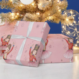 Papel De Presente Tema de Ballet de Noz Nutcracker Rosa para Meninas