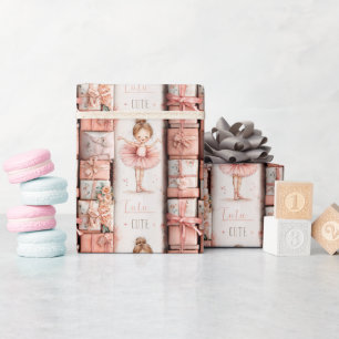 Papel De Presente Tema de Ballet Pastel com Fitas e Tutus