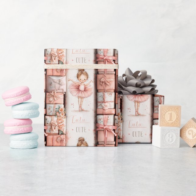 Papel De Presente Tema de Ballet Pastel com Fitas e Tutus (Chá de bebê)