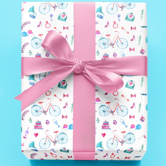 Papel De Presente Tema de Casamento de Aquarela (Criador carregado)