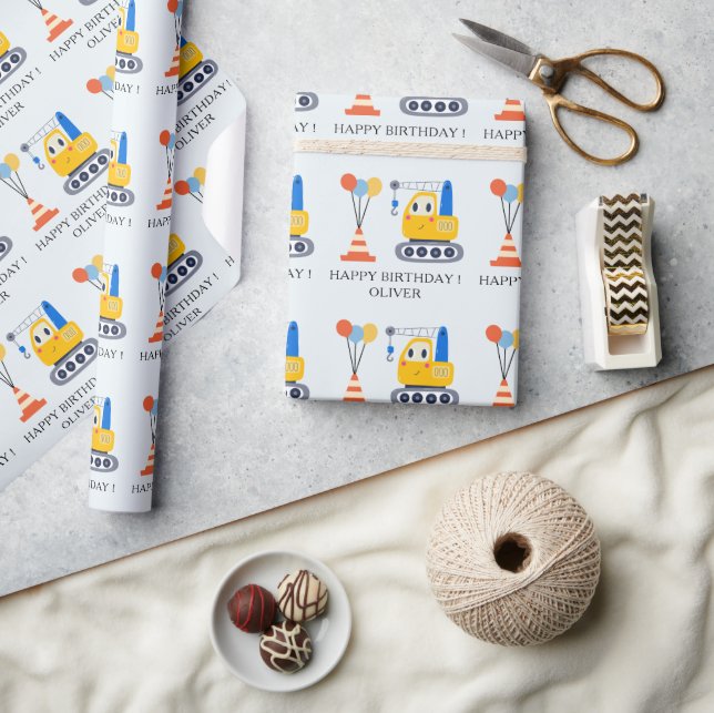 Papel De Presente Tema de Construção Fofa para Festa de Aniversário  (Artesanato)