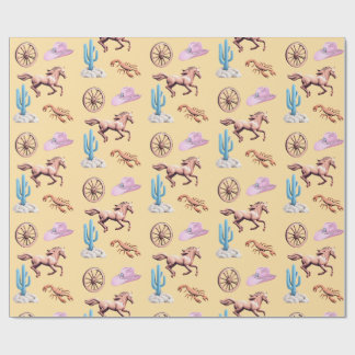 Papel De Presente Tema de Cowgirl Western de Algodão Doce Arte de Fe