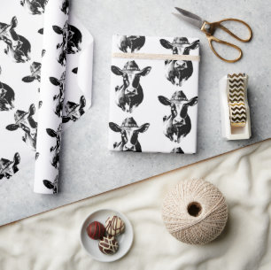 Papel De Presente Tema de Fazenda Ocidental do Visto de Vaca