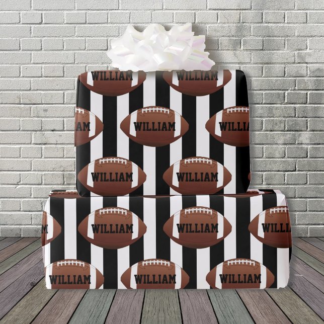 Papel De Presente Tema De Futebol Adicionar Nome Birthday Giftwrap (Criador carregado)