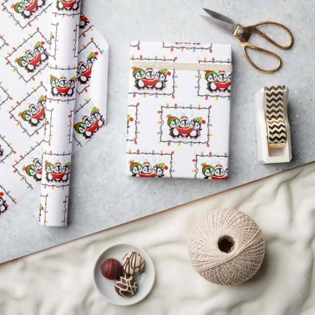 Papel De Presente Tema de Natal "Pingouin Bonito" (Artesanato)