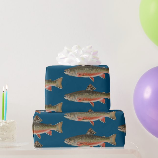 Papel De Presente Tema de pesca de truta salmoneira (Presentes para festas)
