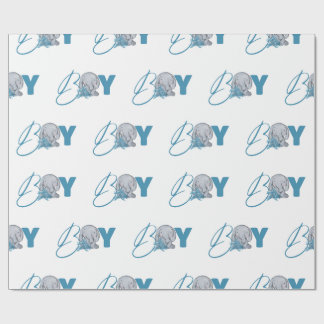 Papel De Presente Tema de selva de elefante bebê azul para berçário