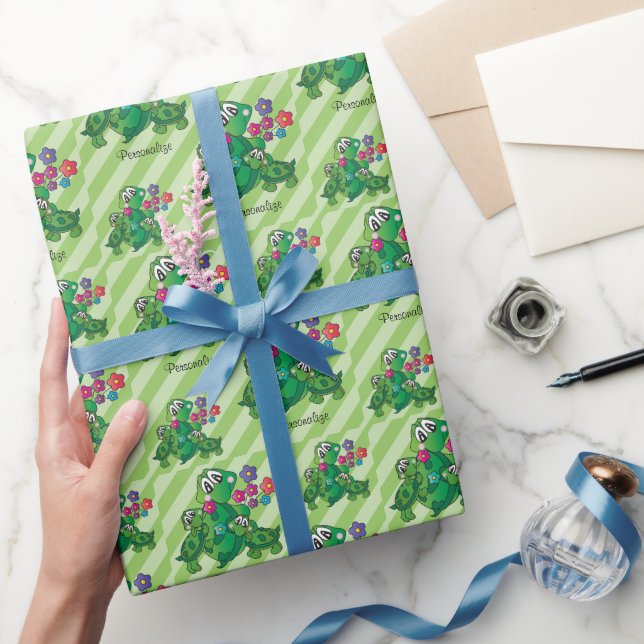 Papel De Presente Tema do Chá de fraldas Gêmeo da Tartaruga (Presentear)