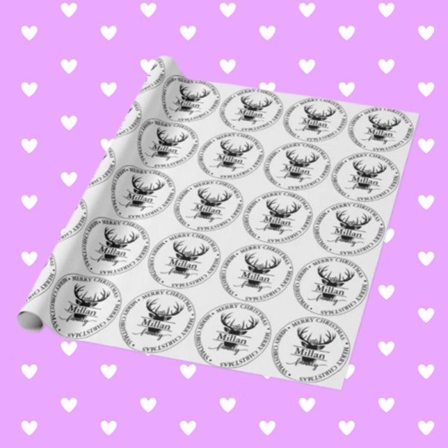 Papel De Presente Tema do Monograma Dividido no Natal da Família (Make your gifts extra special with Family Christmas Split Monogram theme wrapping paper. )