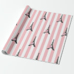 Papel De Presente Tema Paris da torre Eiffel com listras rosa<br><div class="desc">Listras cor-de-rosa lata preta Torre Eiffel tema Paris Papel de emperramento Os itens de correspondência estão disponíveis.</div>