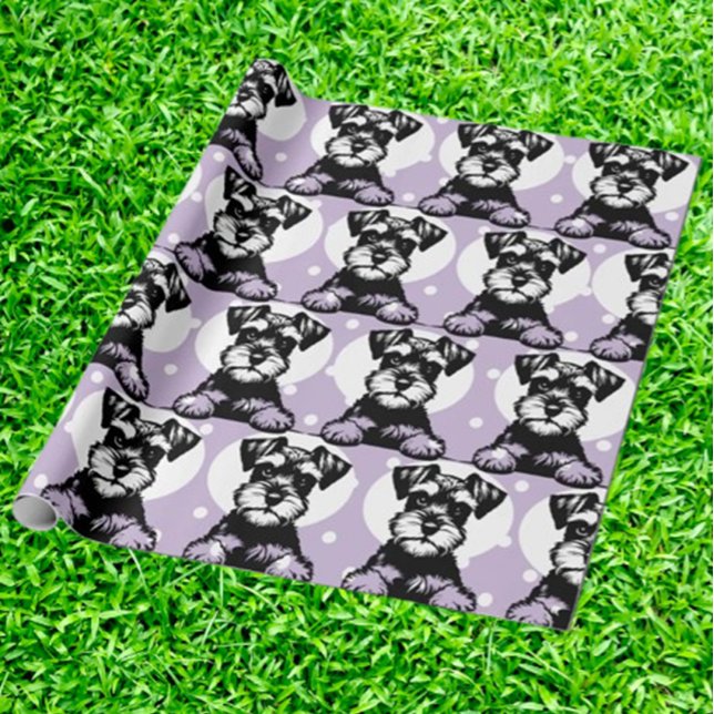 Papel De Presente Tema Personalizado Roxo de Pequim (Wrap gifts with love using our Peeking Terrier Purple Personalized Theme Wrapping Paper.  )