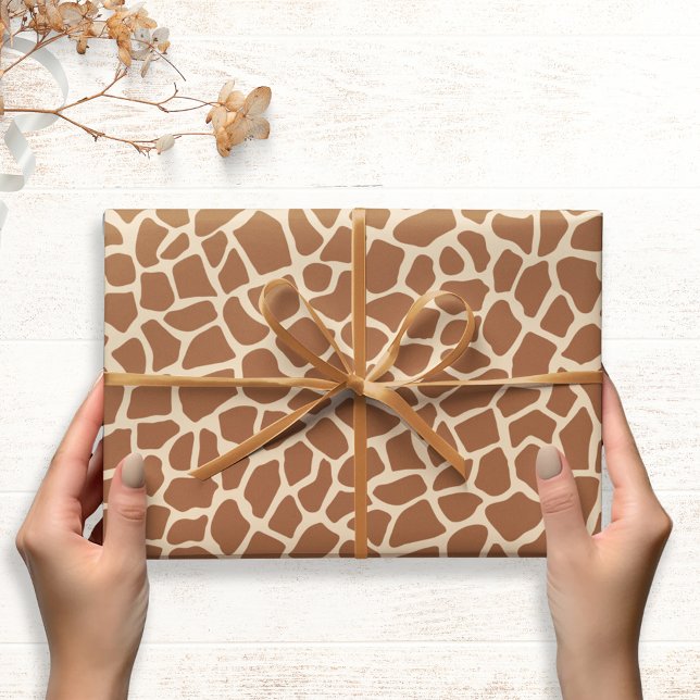 Papel De Presente Tema Safari de Impressão Animal Light Giraffe (Criador carregado)