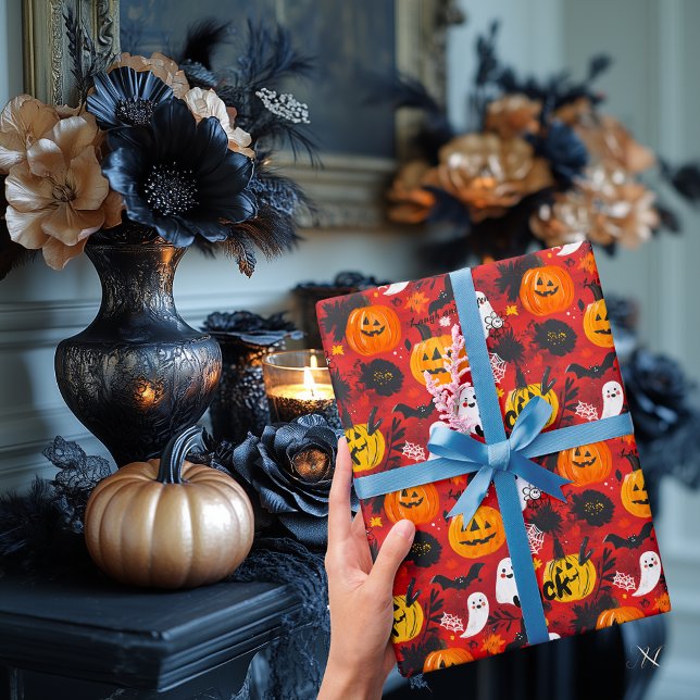 Papel de presente temático de Halloween com nome p (Criador carregado)