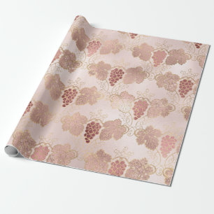 Papel De Presente Temático Vinho Francês rosa Dourado e Blush