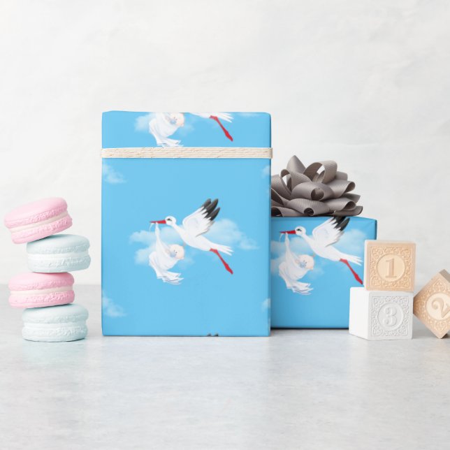 Papel De Presente Tempestade e Menino nas Nuvens (Chá de bebê)