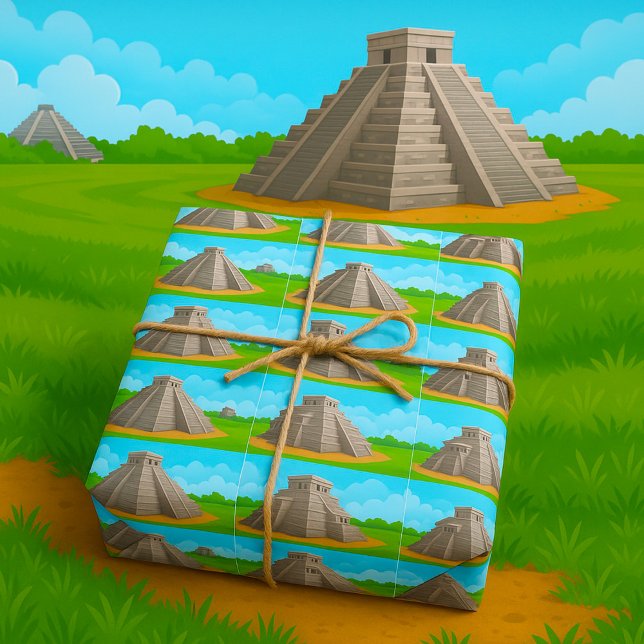 Papel De Presente Templo Maia Antigo Pirâmide Chichen Itza (Criador carregado)