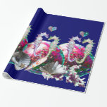 PAPEL DE PRESENTE TEMPORADOS DE AMOR, MÃE AZUL DE PINO, DE PINTA<br><div class="desc">Cor-de-rosa elegante,  colorida e vibrante,  fuchsia,  azul-esverdeada de pérolas e cavalos-marinhos apaixonados por placas gráficas digitais originais de Búlgaro Lumini (c)</div>