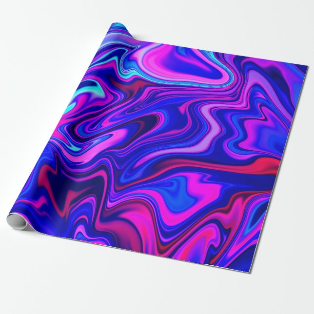 Papel De Presente Tendência Abstrato de turquesa azul-de-neon-rosa (Desenrolado)