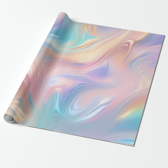 Papel De Presente Tendência pastel cor-de-rosa abstrato azul (Desenrolado)