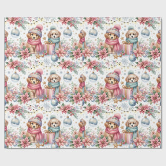 Papel De Presente Tendy Christmas Puppies Wraps Paper