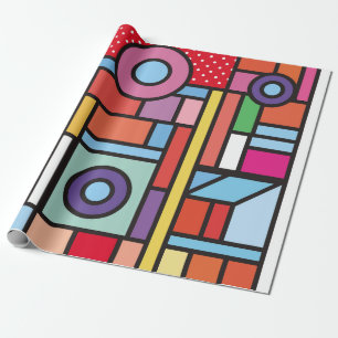 Papel De Presente Tendy geométrico memphis design. Ruas retrorreflec