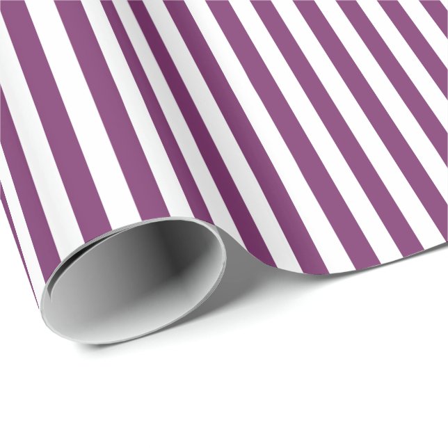 Papel De Presente Tendy Purple e White Wide Horizontal Stripes (Ponta do rolo)
