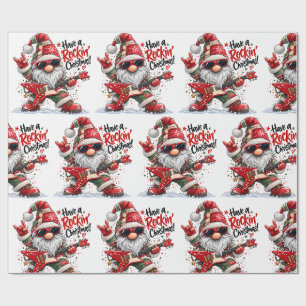 Papel De Presente Tenha um Gnome de Guitarra no Natal Rock