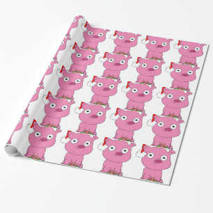 Papel De Presente Tenha um Natal cor-de-rosa do vegan do porco