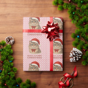 Papel De Presente Tenha um Natal Felpudo Gatinho Siberiano Fofo do P