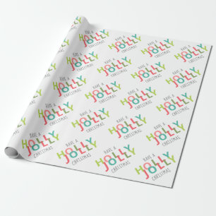 Papel De Presente Tenha um Natal Holly Jolly  Colorido