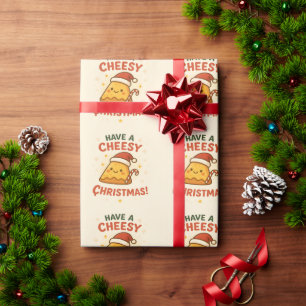 Papel De Presente Tenha um Natal Queijoso Divertido Amantes de Pizza