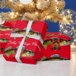 Papel De Presente "Tenham um Natal Jolly Walleye"<br><div class="desc">Walleye pike com fitas de Natal natação em fundo vermelho. O texto diz "Tenha um Natal Jolly Walleye."</div>
