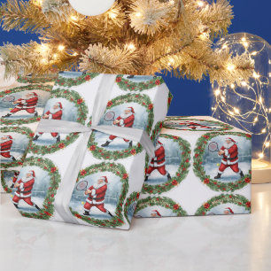 Papel De Presente Tenis de Natal com Papai Noel na quadra