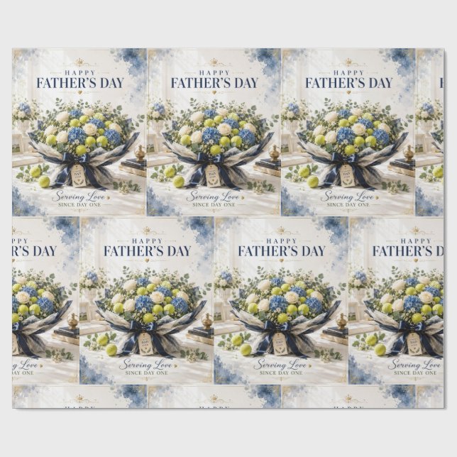 Papel De Presente Tênis Dia dos Pais com raquete e flores (Aberto)