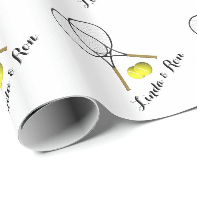 Papel De Presente Tênis Duplas Adicionar Nomes ou Texto Branco (Ponta do rolo)