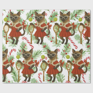 Papel De Presente Tenis Natal tema para Amantes de gato siamês