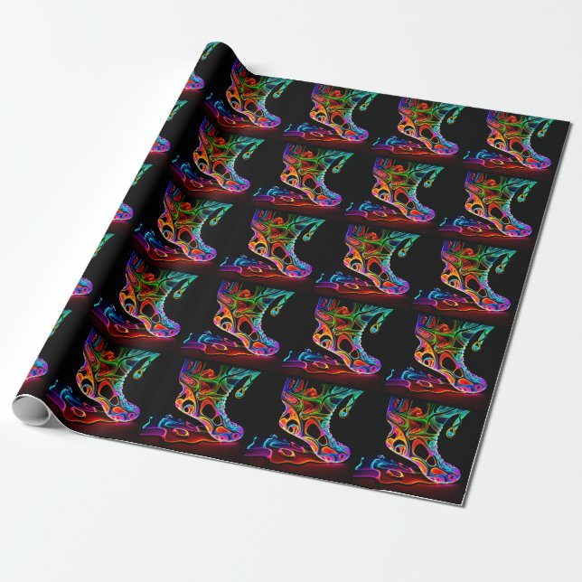 Papel De Presente Tênis Neon (Desenrolado)