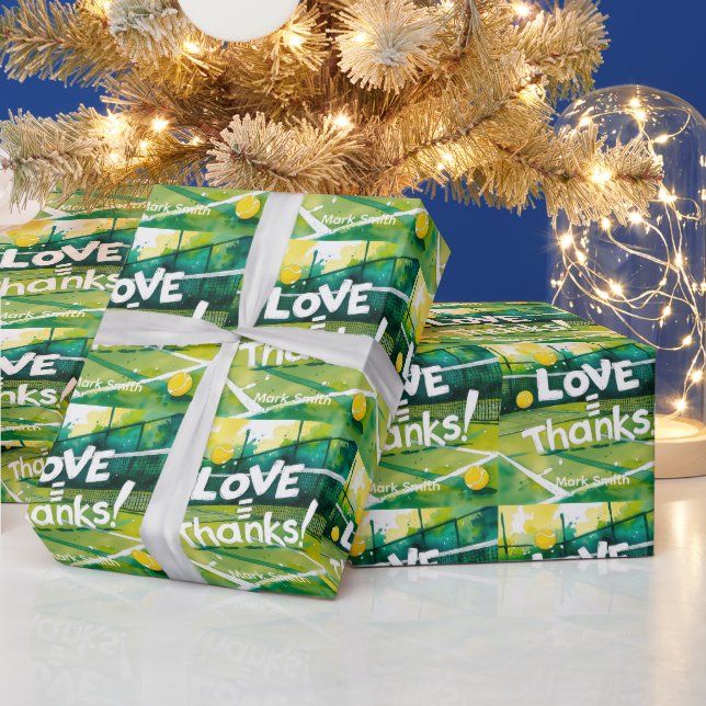 Papel De Presente Tênis Obrigado a festa com raquete e bola (Feriados)