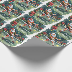 Papel De Presente Tênis Papai Noel Jogando Tênis na quadra