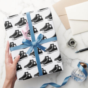 Papel De Presente Tênis Preto sobre Branco