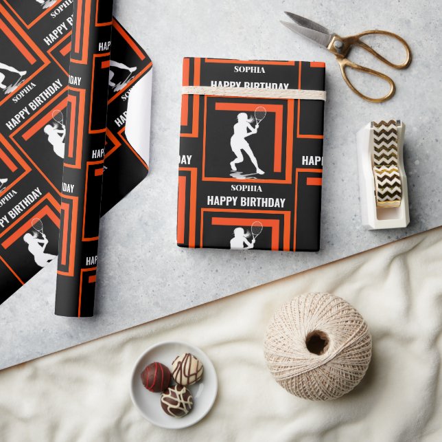 Papel De Presente Tennis Birthday, Tennis Girl Player  (Artesanato)