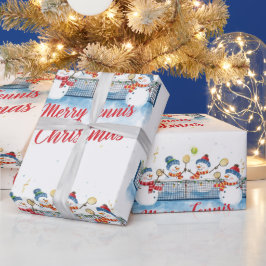 Papel De Presente Tennis Christmas Festive Snowman
