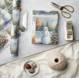 Papel De Presente Tennis Christmas Festive Snowman